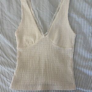 Bershka Cream lace trim tank top